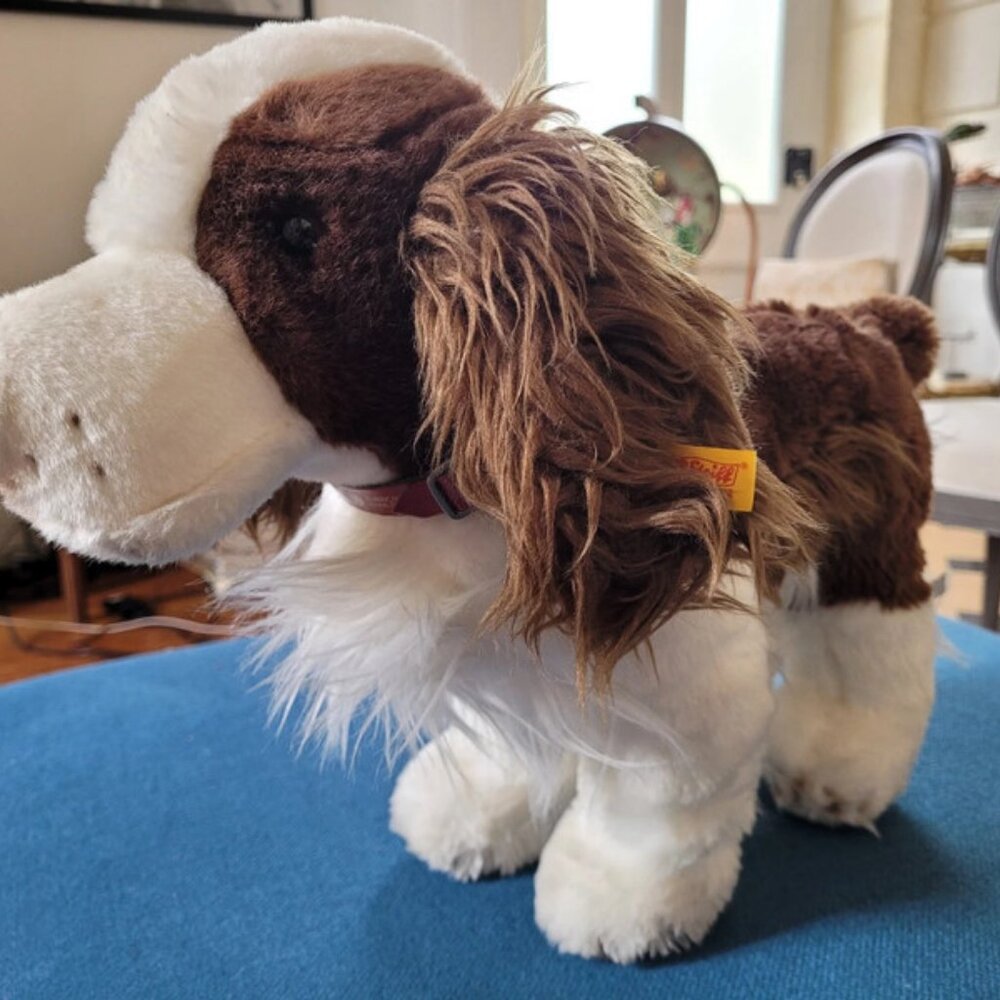 RARE Peluche Chien épagneul Steiff American Kennel Club poil long 45cm collectio